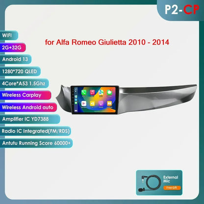 Carplay 4G 8581 Systems Android 14 Car Radio for Alfa Romeo Giulietta 2010 - 2014 Furgonato Multimedia Video Player GPS HeadUnit