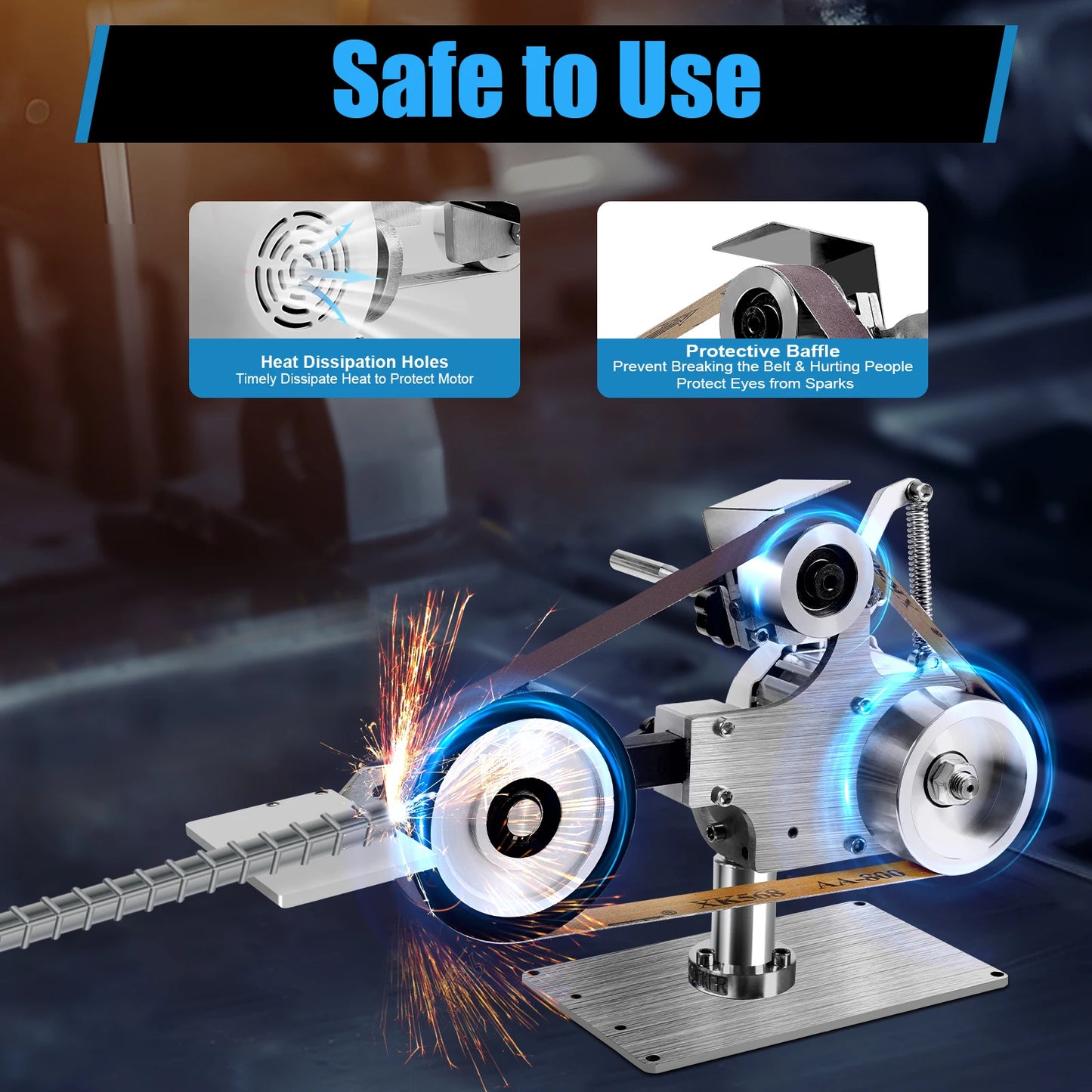 Mini-Bandenschuurmachine – Bandschuurmachine – Schuurmachine – Mini Schuurmachine – Compact – 550W Brushless Motor – Verstelbare Werktafel