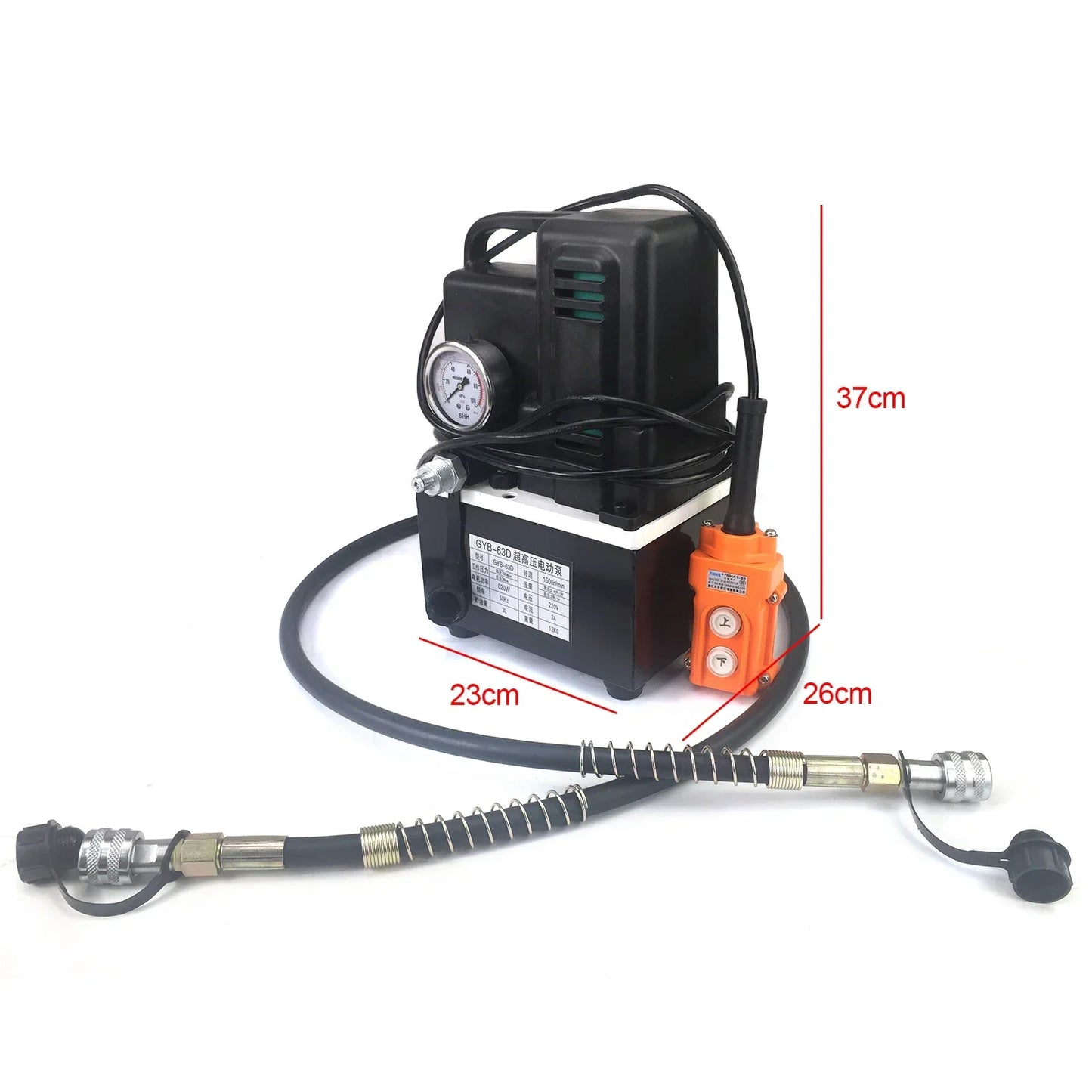 Elektrische Hydraulische Pomp – Hydrauliek Pomp – Drukpomp – Draagbare Pomp – Stalen Constructie – 3 Liter Oliecapaciteit – 70 MPa Druk - 220V - Zwart - QUORE