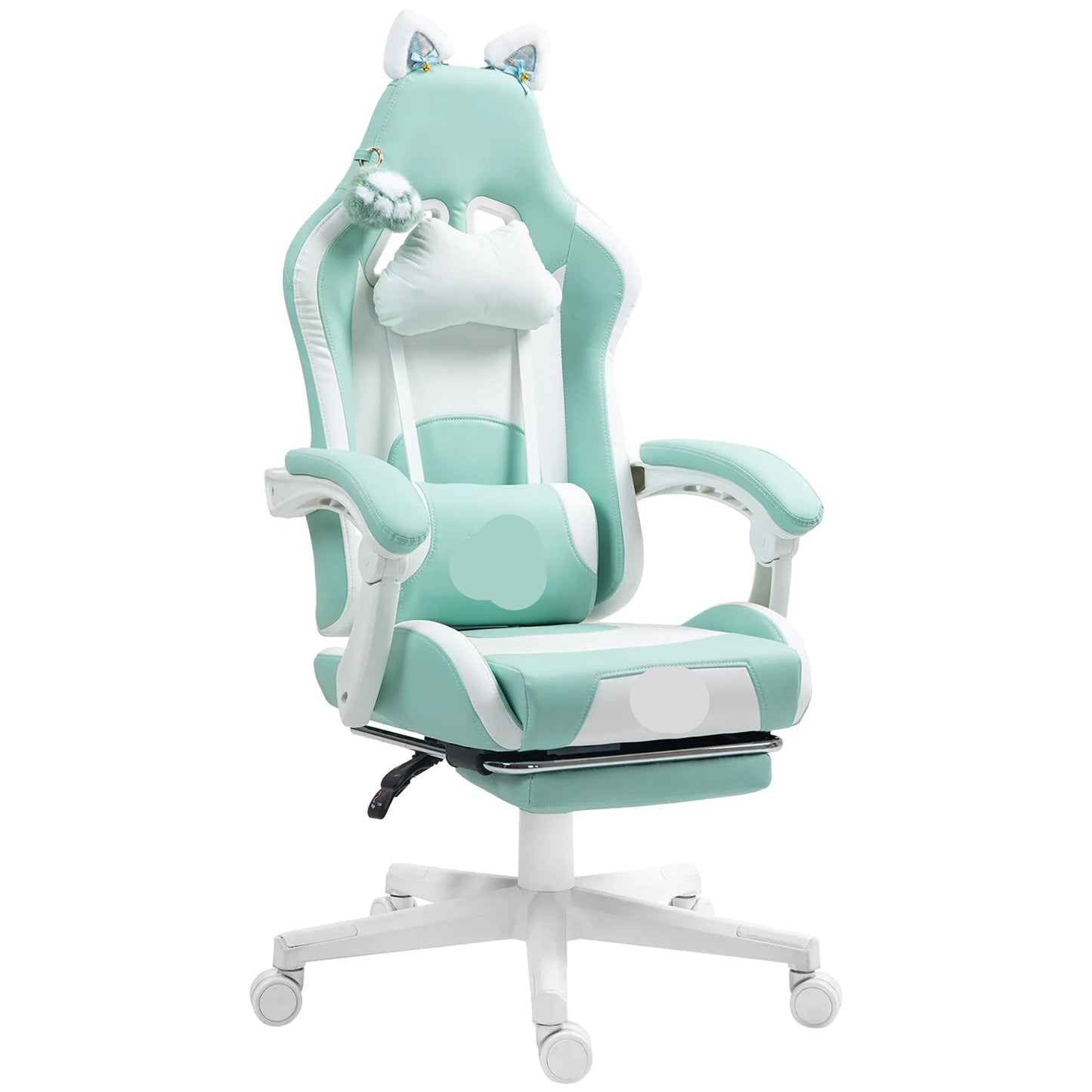Gaming Stoel - met Voetsteun - Bureaustoel - Ergonomische - Verstelbare - 135° Kantelbaar - Duurzame materialen - Uniek Design - 120 kg Draagvermogen - Hemelsblauw - QUORE