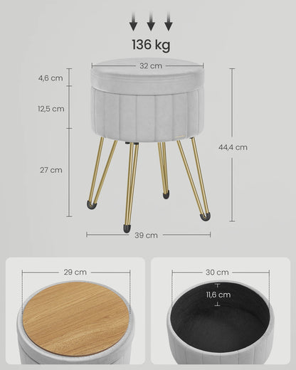 Kruk - Voetenbank - Schoenenkruk - Opbergruimte - Organizers - 39 cm x 44,4 cm - Donkergrijs