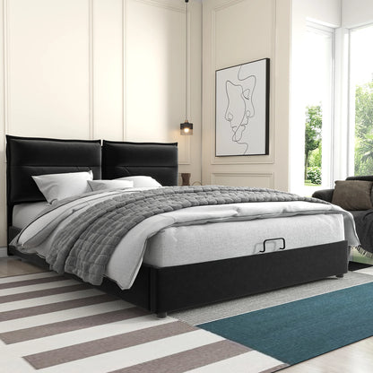 Bedboxspring – Boxspringbed – Opbergboxspring – Tweepersoonsbed – Fluwelen Bed – 140x200 cm – Verstelbaar Hoofdbord – Hydraulische Opbergruimte
