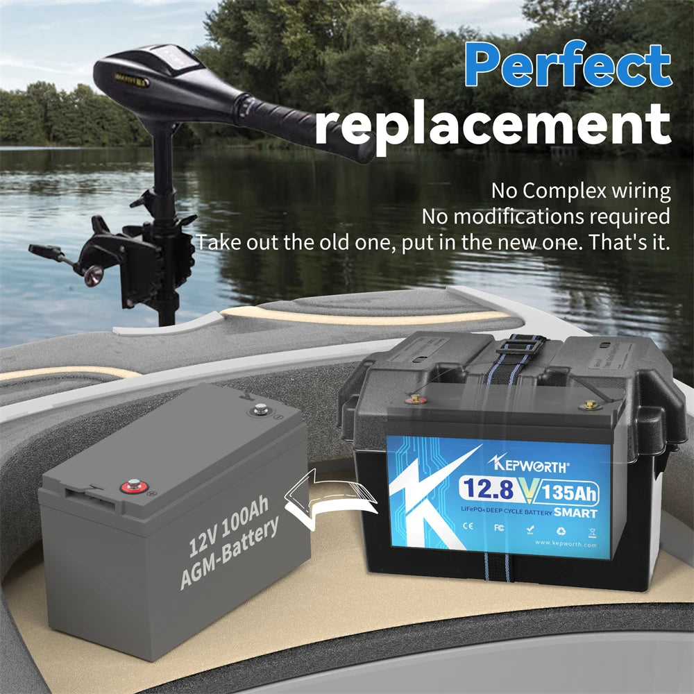 12V 135Ah LiFePO4 Batterij – Accu – Energieopslag – Camper Batterij – Boot Batterij – Bluetooth 100A BMS – Lange Levensduur en Veiligheid