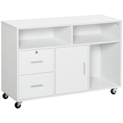 Opbergkast – Opbergmeubel – Kast Op Wieltjes – Opbergmeubel Op Wielen – Melamine – 100x35x65 Cm – Afsluitbare Lade - QUORE