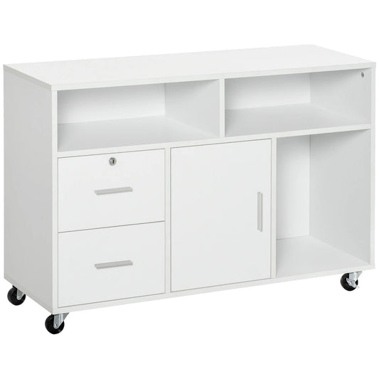 Opbergkast – Opbergmeubel – Kast Op Wieltjes – Opbergmeubel Op Wielen – Melamine – 100x35x65 Cm – Afsluitbare Lade - QUORE