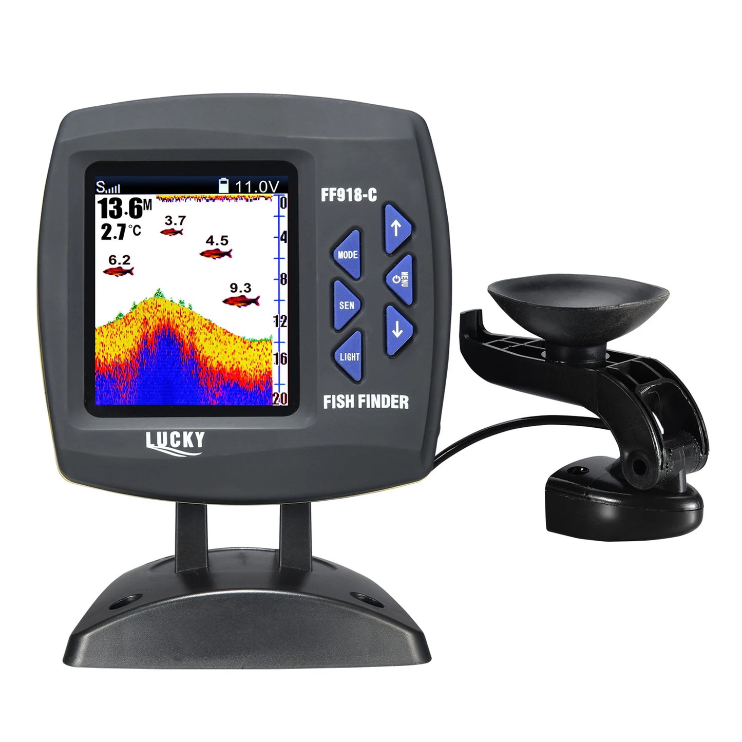 Portable Fish Finder Wireless Sonar Sensor Fishing Depth Finder Locator Fishfinder with Wired Transducer for Boat Kayak Fishing
