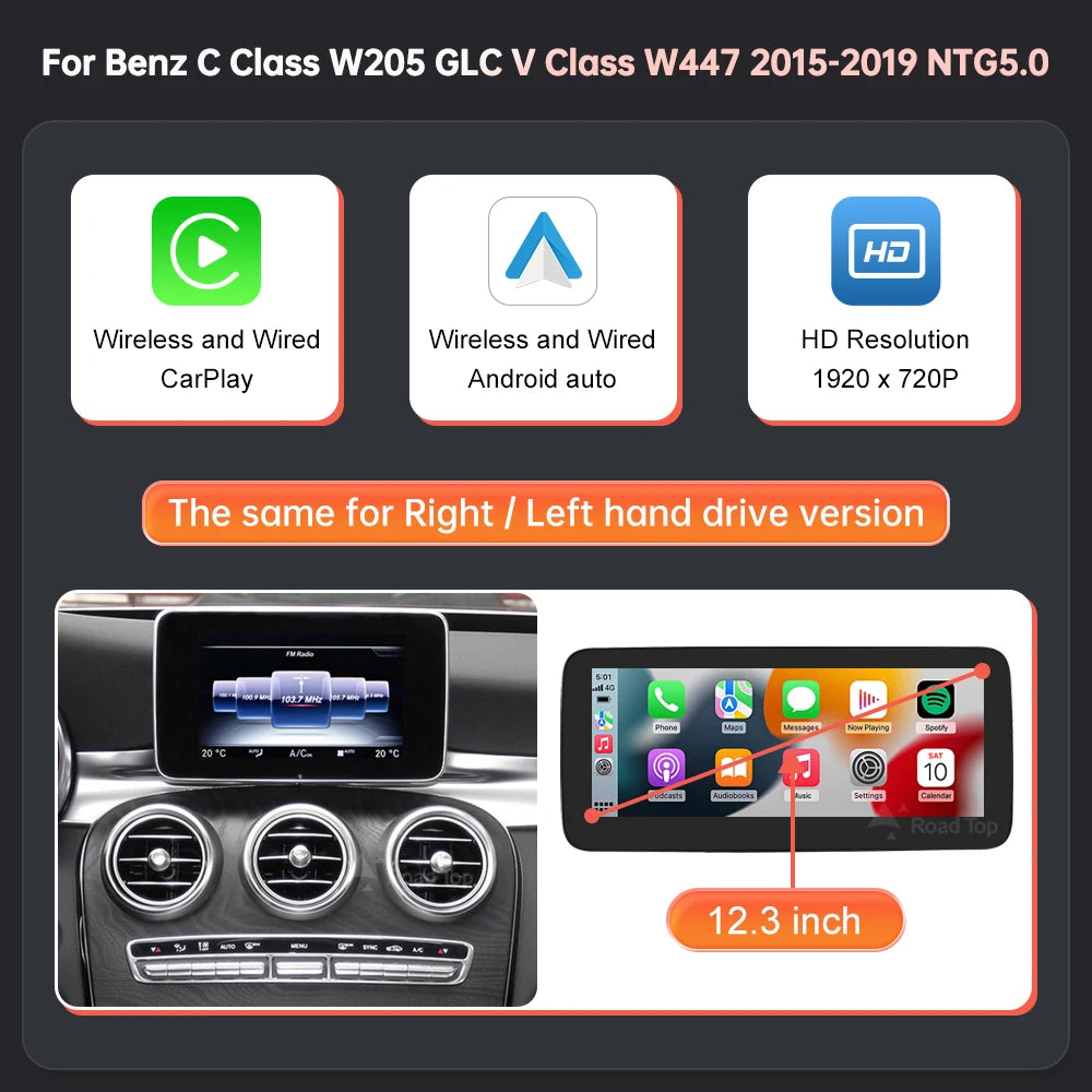 Multimedia Touchscreen – Navigatiesysteem – Infotainment Scherm – Auto Radio – Display – 12,3 Inch HD – Draadloos CarPlay & Android Auto - QUORE