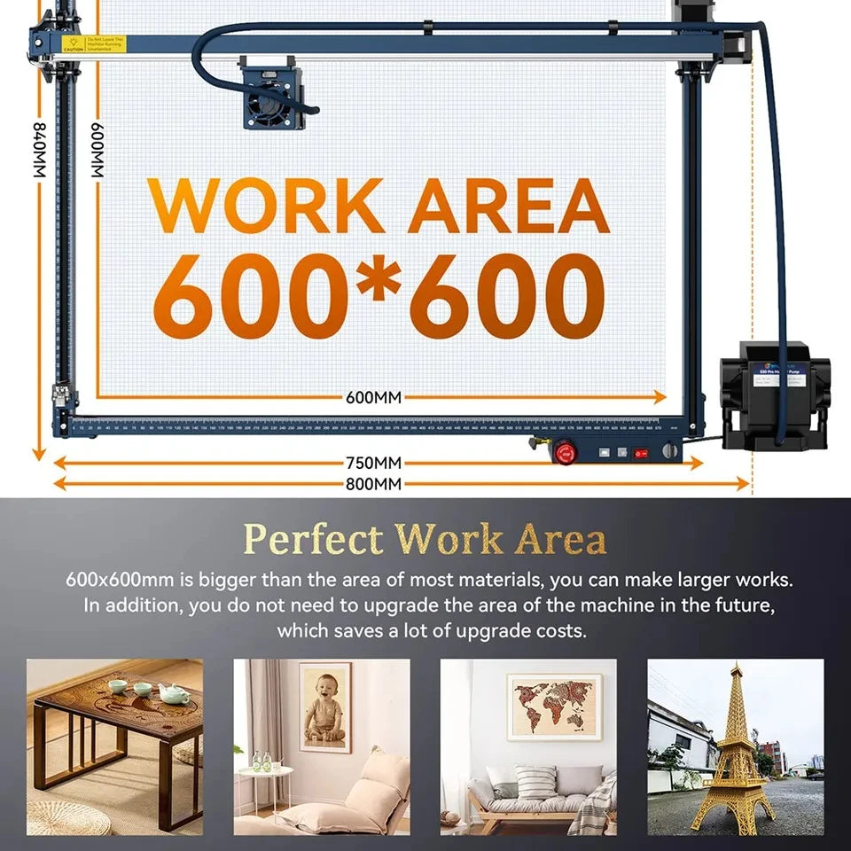 Laser Graveermachine – Laser Cutter – Laser Snijder – Graveerprinter – Graveerapparaat – 600 X 600 Mm Werkruimte – 11W Krachtige Laser