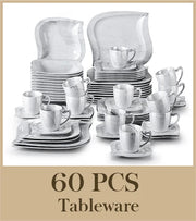 Serviesset – Servies - Plate - Marmer Grijs - 30-Delige - Compleet Tafelservies - Borden, Soepborden, Kopjes - Schotels – Geschikt voor 12 Personen