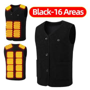 Heating Jacket - Heated Bodywarmer - Heated Clothing - 16 Areas Fleece Heated Vest - Unisex - USB Rechargeable - Electric Self-Heating Vest - Size M - Black