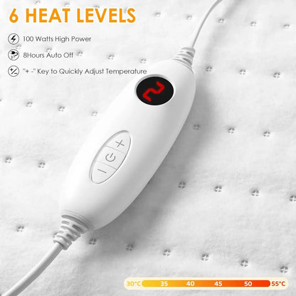 Elektrische Verwarmde Matrasbeschermer – Elektrische Matras – Warmtematras – Bedverwarmer – Verstelbare Matrasverwarming – 150 x 80 cm – 6 Temperatuurstanden