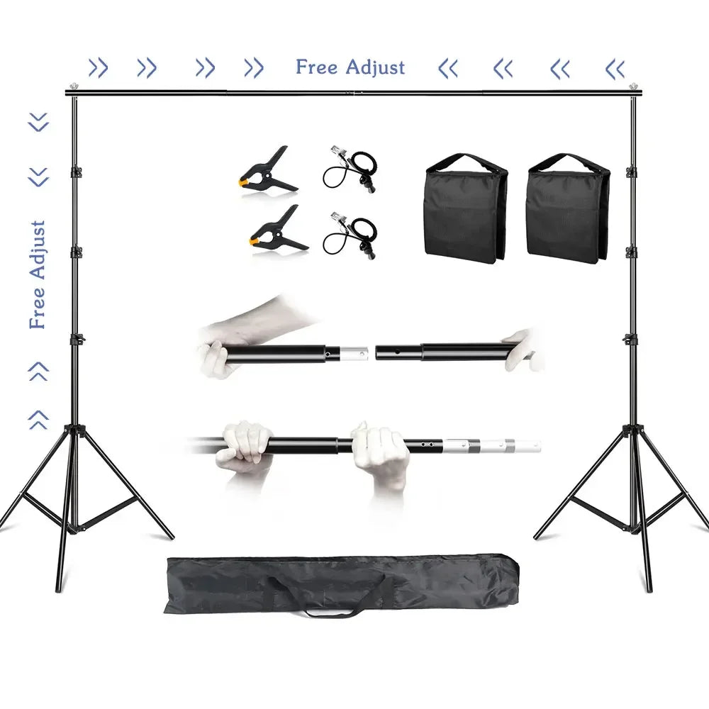 SH Background Stand Support System Photography Studio Backdrop Kit Holder with Carry Bag for Muslins Backdrops,Paper and Canvas - QUORE