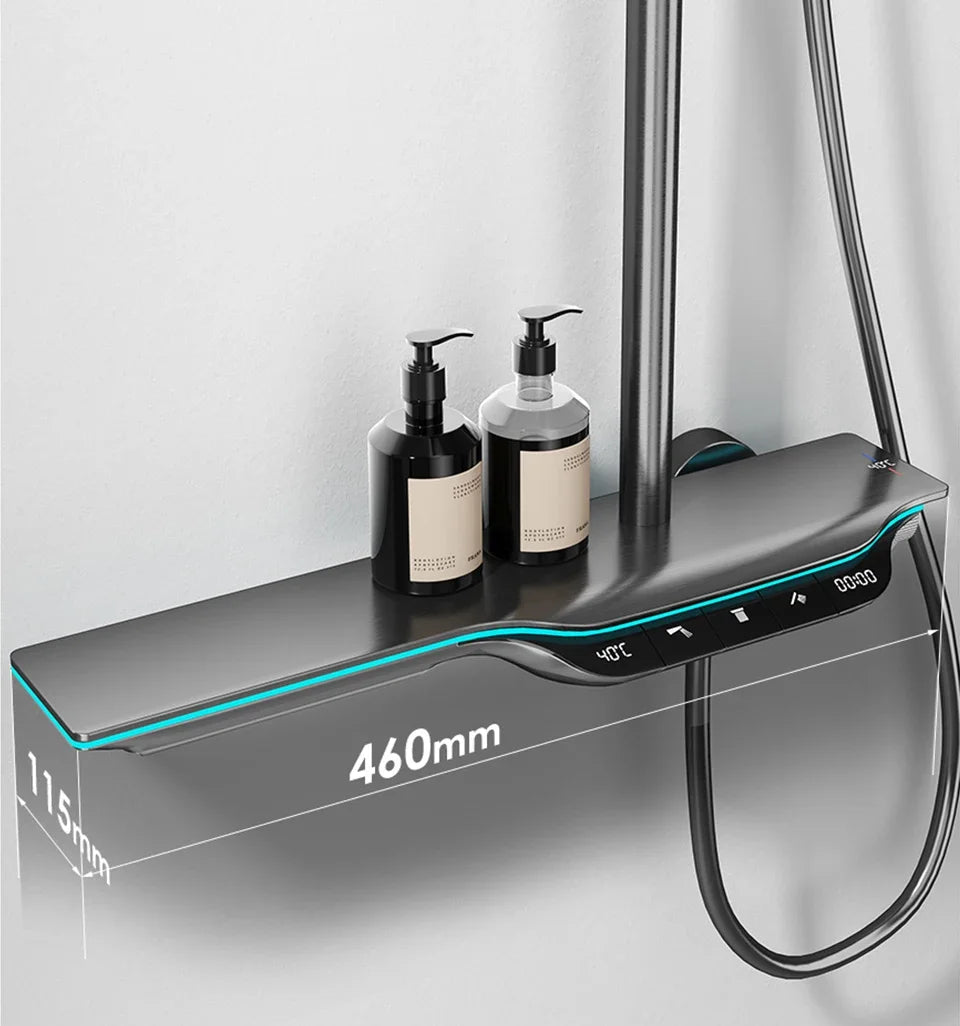 Doucheset – Regendouche – Handdouche – Badkraan – Bidetdouche – Temperatuurregeling Met Meter – Zelfreinigende Siliconen Douchekop - QUORE