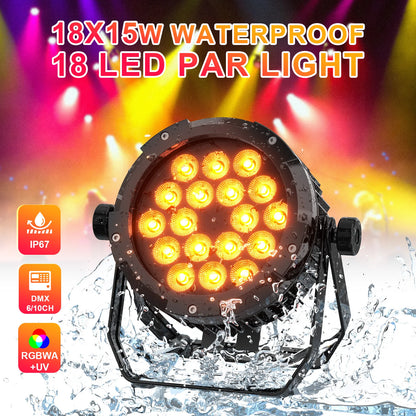 LED Stageverlichting – LED Par Lampen – DJ Verlichting – Feestverlichting – Podiumlicht – Set van 4 – 150W per Licht – Waterdicht IP65 – RGBWA+UV Kleurenmix