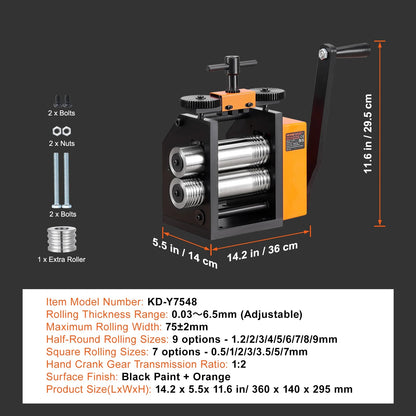 Sieraden Maken - Juwelen Maken - Sieraden Walserijmachine - 3 in 1 - 75mmW 0.03-6.5mmT - Walserij voor het Maken van Metalen Sieraden Plaat Vierkante Draad