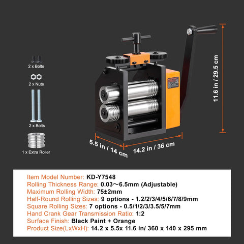 Jewelry Making - Jewelry Making - Jewelry Rolling Mill Machine - 3 in 1 - 75mmW 0.03-6.5mmT - Rolling Mill for Making Metal Jewelry Plate Square Wire