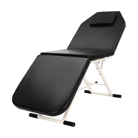Draagbare Massagetafel – Massagebed – Behandeltafel – Schoonheidstafel – Opvouwbare Tafel – Hoogwaardig PU-leer – Verstelbare Rugleuning – Max. 250 kg Draagvermogen – Anti-slip Voeten – Compact Opvouwbaar – Zwart Variant - QUORE