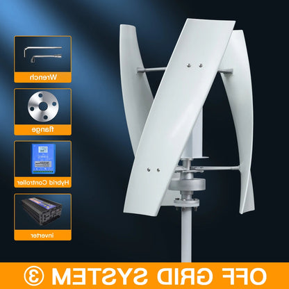 Verticale Windturbine – Horizontale Windmolen – Mini Windgenerator – Windkracht Turbine – 2000W Vermogen – 48V - Off-grid Systeem 3 - QUORE