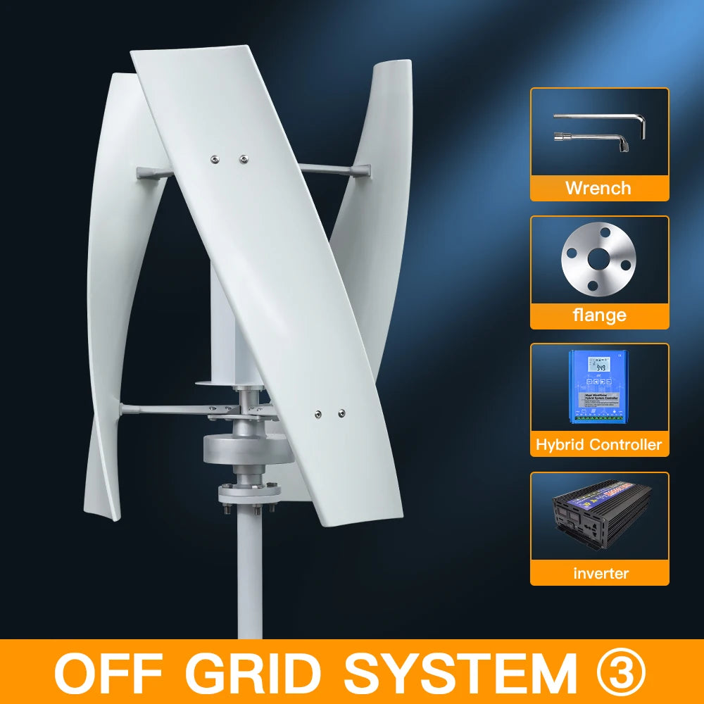 Verticale Windturbine – Horizontale Windmolen – Mini Windgenerator – Windkracht Turbine – 2000W Vermogen – 24V - Off-grid Systeem 3