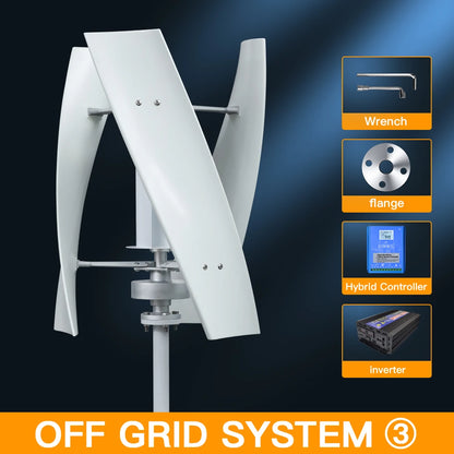 Verticale Windturbine – Horizontale Windmolen – Mini Windgenerator – Windkracht Turbine – 2000W Vermogen – 24V - Off-grid Systeem 3