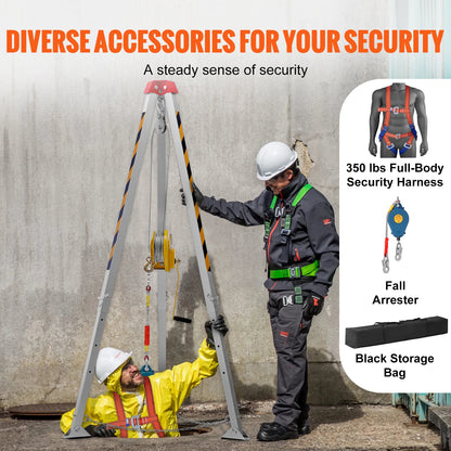 Tripod Kit – Valbeveiliging – Rettingsstatief – Calamiteitenuitrusting – Beperkte Ruimte Uitrusting – 2600 lbs Trekcapaciteit – Volledig Veiligheidsharnas