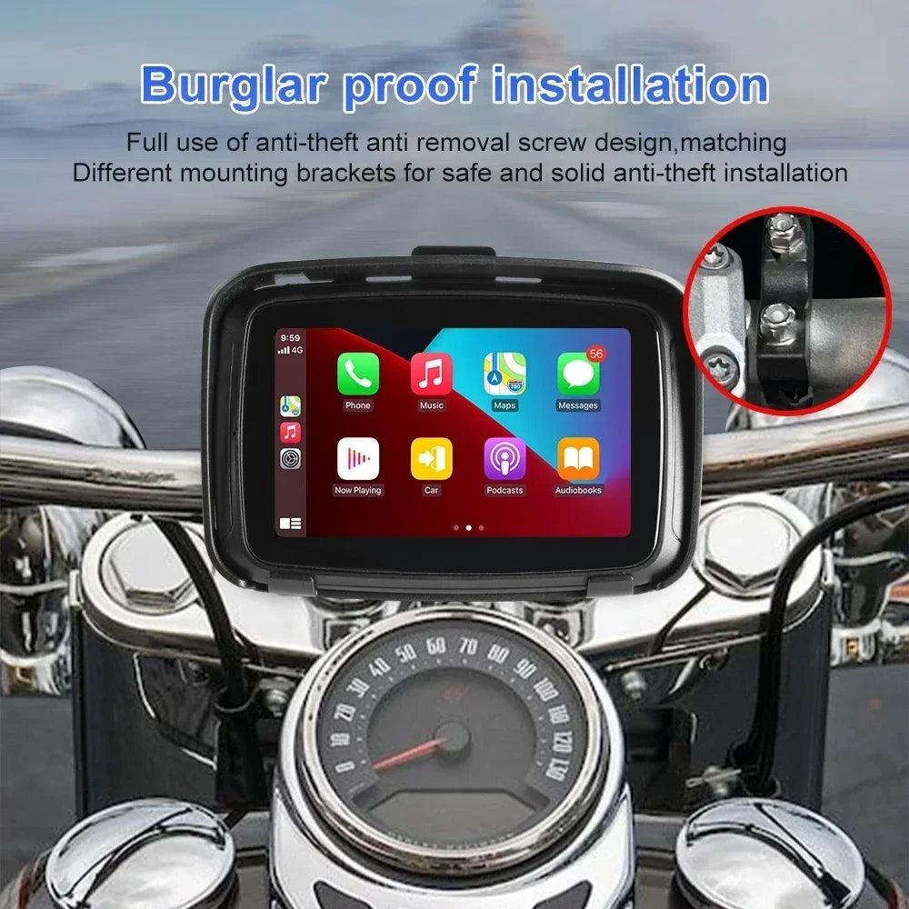 5 Inch Portable GPS Navigation Motorcycle Waterproof Carplay Display Motorcycle Wireless Android Auto IPX7 GPS Screen Apple