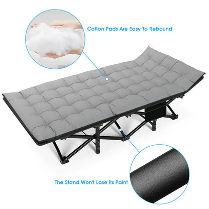 Opvouwbaar Campingbed - Kampeerbed - Veldbed - Vouwbed - Ligbed - Draagbaar - Opvouwbaar - 200KG Capaciteit - Grijs - QUORE