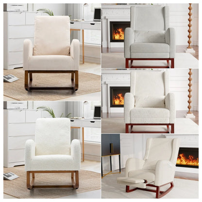 Schommelstoel – Schommelzetel – Wiegstoel – Relaxstoel – Loungefauteuil – Houten Basis – 2 Zijzakken – Belastbaar Tot 150 Kg