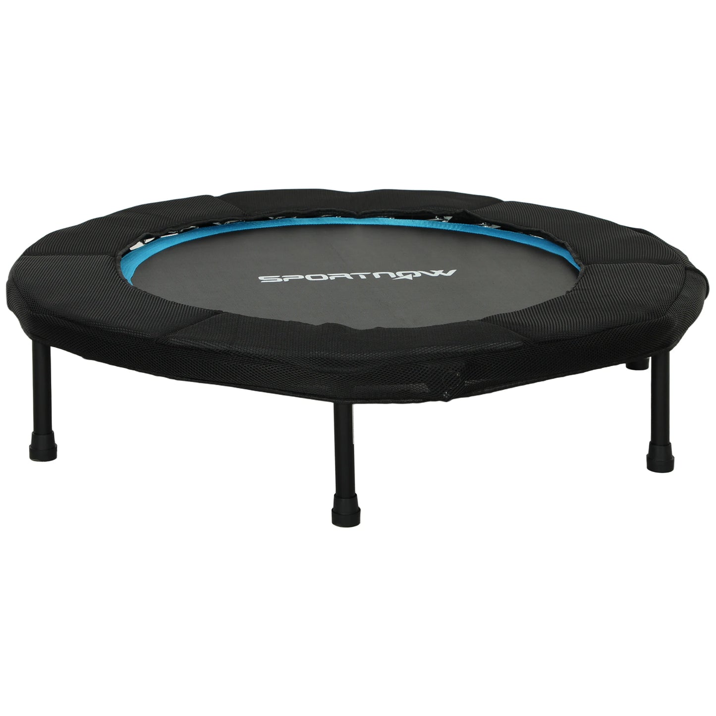 Fitness - Trampoline - Vouwbaar - Steel - Frame - Oefeningen-Buik - Cardio - Training - Ø-102-cm - Veiligheidsmat - Max-100-kg - Blauw - QUORE