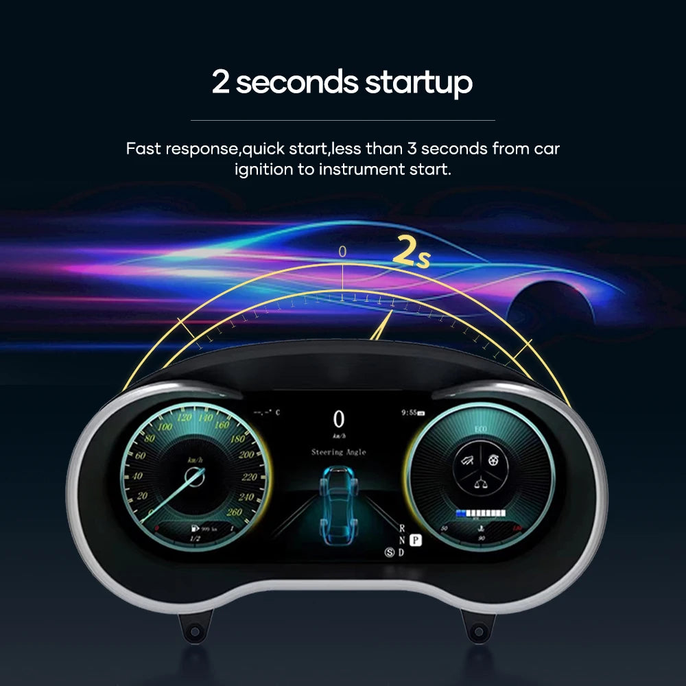 Digitale Dashboard Cluster – Digitaal Instrumentenpaneel – Virtuele Cockpit – LCD Display – Auto Dashboard Upgrade – 12,3 Inch HD Scherm – Plug & Play Installatie – Blauwe Licht Anti-Glare Technologie – Geschikt Voor BMW E60