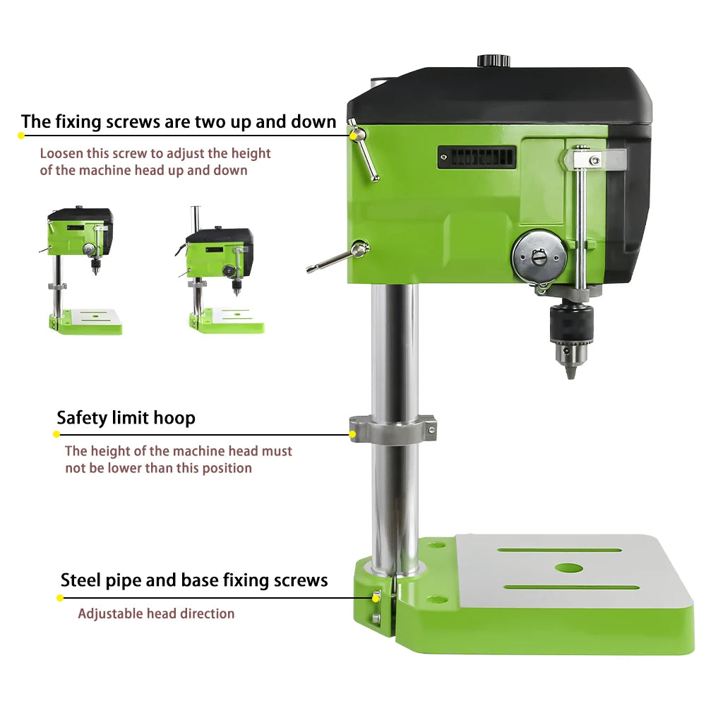 BG-516809 - Tafelboormachine - Variabele Snelheid - 400W - 60Hz - Dieptestop - Kolomboormachine - Werktafel - kantelbaar - Tafelkolomboormachine - Groente - QUORE