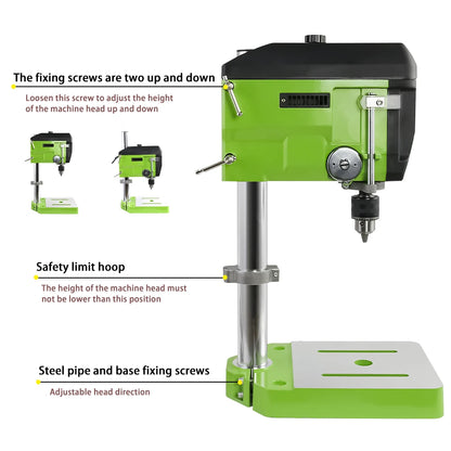 BG-516809 - Tafelboormachine - Variabele Snelheid - 400W - 60Hz - Dieptestop - Kolomboormachine - Werktafel - kantelbaar - Tafelkolomboormachine - Groente - QUORE