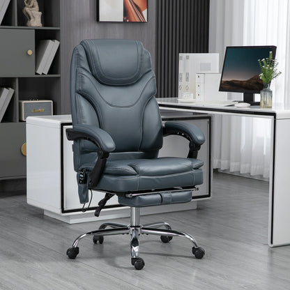 Massage Gaming Stoel - Bureaustoel - Swivel Stoel - met Voetsteun - Hoofdsteun - Verstelbare - Rugleuning - 6-puntsmassage - Ergonomische - Draaibare - 62 x 67 x 113-121 cm - Grijs