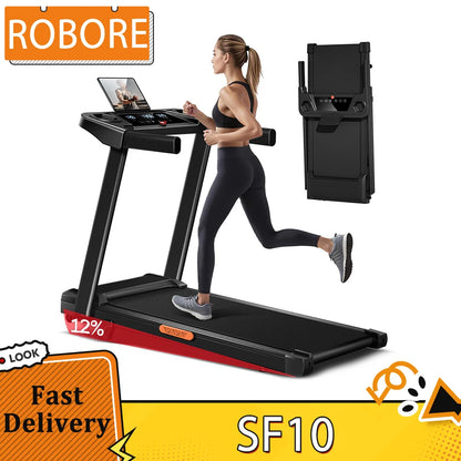ROBORE SF10 Treadmill with 12% Incline, Electric Treadmill 12KM/H, Foldable Treadmill for home with 3.0 HP Motor and LED Display
