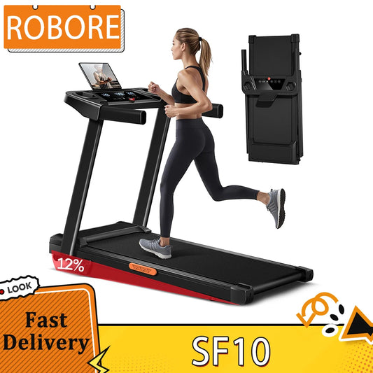 ROBORE SF10 Treadmill with 12% Incline, Electric Treadmill 12KM/H, Foldable Treadmill for home with 3.0 HP Motor and LED Display