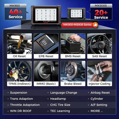OBD2 Diagnosetool – Auto Scanner – TPMS Programmeren – ECU Coding – Bi-Directionele Test – 8-Inch Touchscreen – 7700mAh Batterijduur