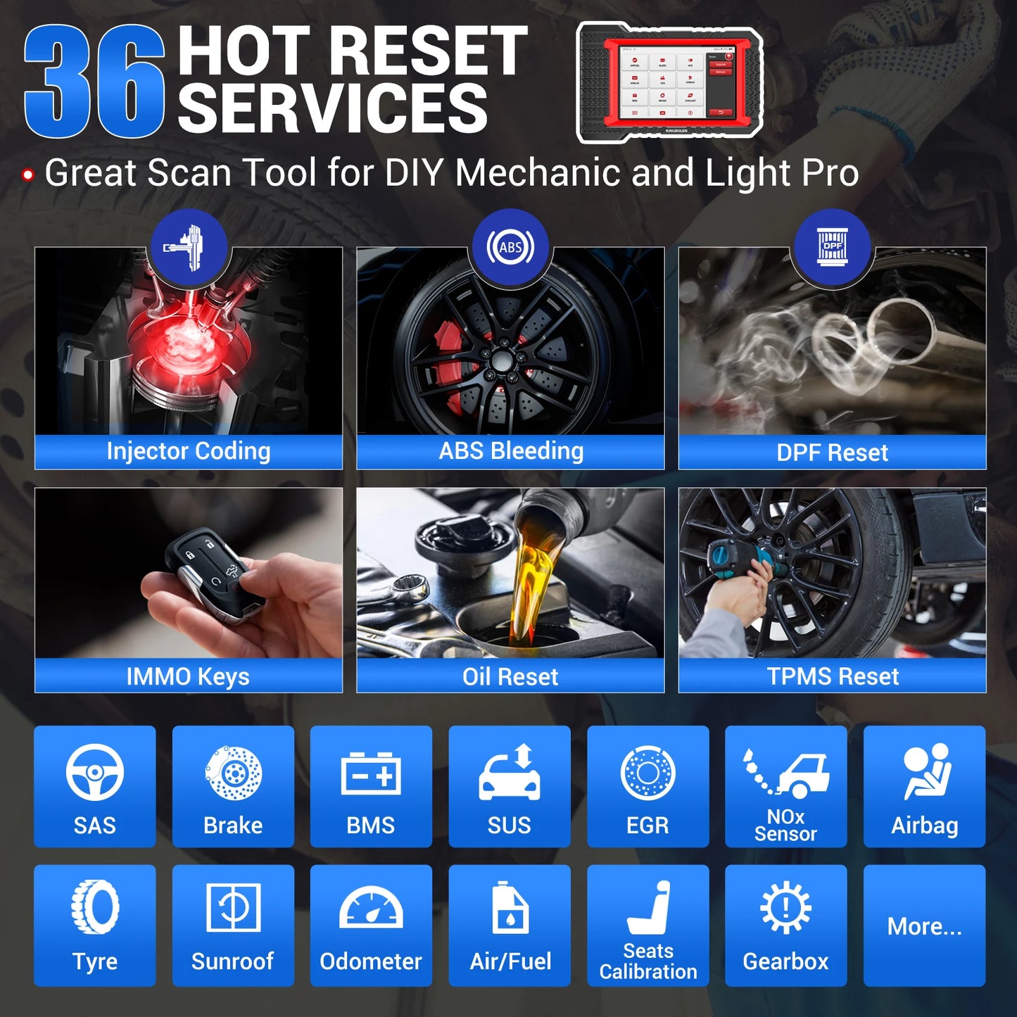 OBD2 Scanner – Auto Uitleesapparaat – Diagnoseapparaat – Foutcode Lezer – Uitleesapparaat – 7 Inch Touchscreen – 31+ Resetfuncties