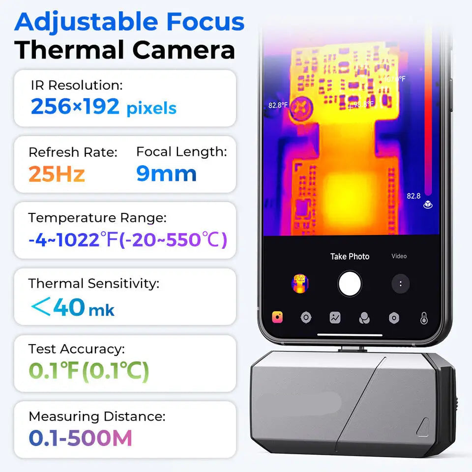 Warmtebeeldcamera - Thermische Camera - Warmtecamera - Infrarood Camera - Instelbare Lens Thermische Beeldcamera – 9mm Sensor – USB-C Compatibel – Geschikt voor Android Apparaten