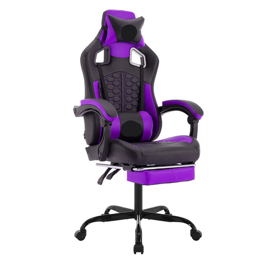 Gamingstoel – Bureaustoel – Gamerstoelen – Zitzak – Ergonomisch – Met Voetensteun – Verstelbare Rugleuning - Paars - #5