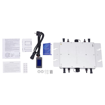 WVC-1200W Solar Grid Tie Micro Inverter IP65 Waterproof MPPT 220V Solar Microinverter DC22-50V for 30V/36V Solar Panels, EU Plug - QUORE
