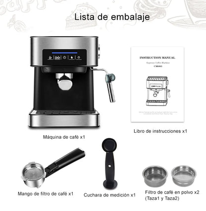 Italiaanse Espressomachine - 2-in-1 - 20Bar - 1.6L - Machines À Cafe Italiaanse Espresso - Koffiezetapparaat Met Melkopschuimer Wand - Mousseur De Lait Voor Cappuccino - latte