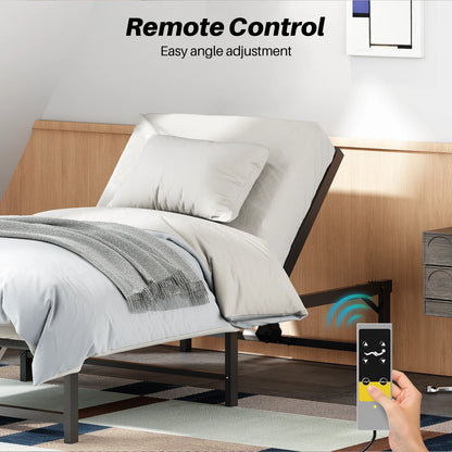 Verstelbaar Bedframe – Elektrisch Bedbodem – Verstelbare Lattenbodem – Bedframe Met Afstandsbediening – Stil Motor – Geschikt Voor Diverse Matrassen - 199 x 150 x 30 cm - Zwart