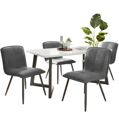 Eetkamerstoelen met Rugleuning -  Keukenstoelen met Fluwelen Bekleding - Beklede Metalen stoelen - Ergonomische Stoelen - Ste van 4 - Grijs(Geen tabel)