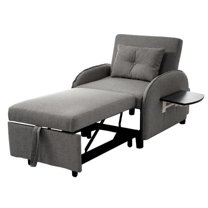 Slaapbank - Slaapstoel - Logeerbed - Klapstoel - Opvouwbare Eenpersoonsbank - Met Bedfunctie - Drievoudig Verstelbare - Opklapbaar - 123 x 74-167 x 78 cm - Donkergrijs