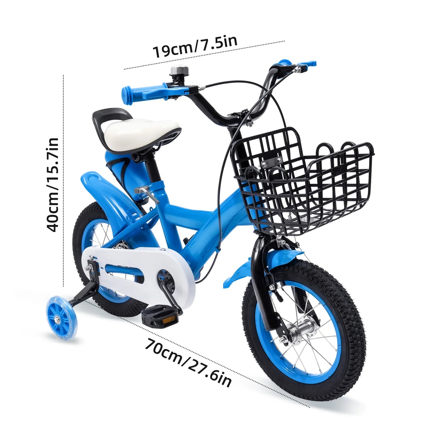 Kinderfiets - Kinderfietsen - Jongensfiets - Meisjesfiets - 12" - Fiets voor voor Beginners - Fiets met Assist Wielen, Carbon Staal – Binnen en Buiten Gebruik