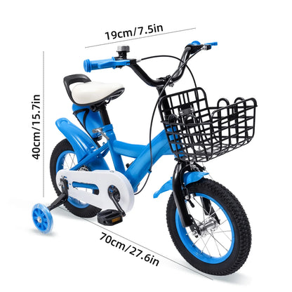 Kinderfiets - Kinderfietsen - Jongensfiets - Meisjesfiets - 12" - Fiets voor voor Beginners - Fiets met Assist Wielen, Carbon Staal – Binnen en Buiten Gebruik