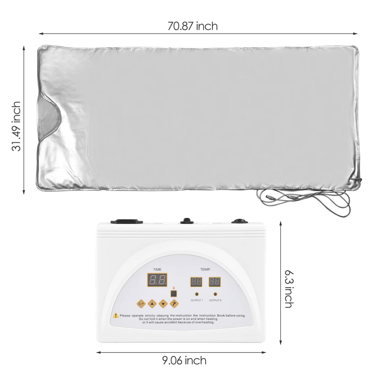 Sauna Deken - Infraroodtherapie - 650W - 220V - 60Hz - extern PU - intern PVC - Stress - Pijnverlichting - Fibromyalgie - Reuma - Ontspanning - Grade A - Zilver
