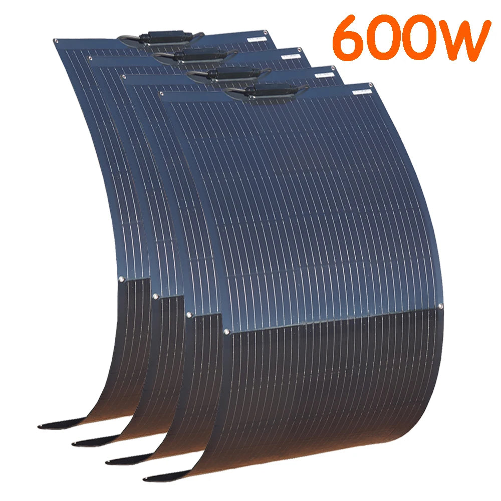 Zonnepaneel - Zonnepanelen - Monokristallijn - Flexibel - Buigzaam - Waterdicht - 600W - 4 Stuks - voor Dak - Camper - Boot - Caravan - Off-grid Systeem