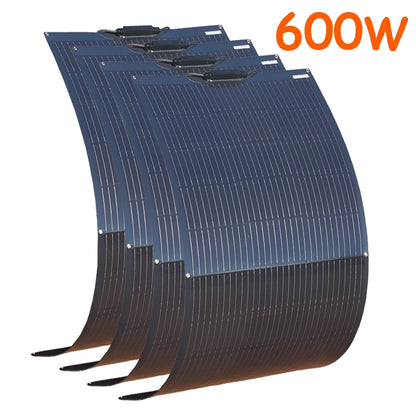 Zonnepaneel - Zonnepanelen - Monokristallijn - Flexibel - Buigzaam - Waterdicht - 600W - 4 Stuks - voor Dak - Camper - Boot - Caravan - Off-grid Systeem