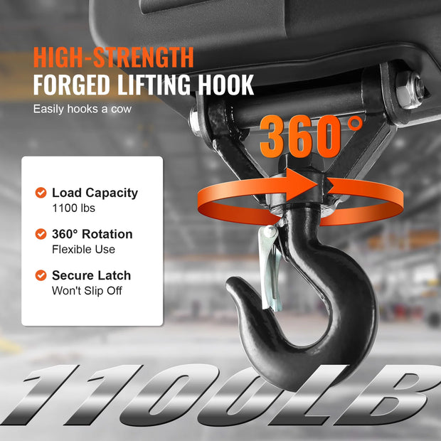 Electric Winch - Winch - Hoist - Electric Hoist - Wire Rope Winch - 1100lbs - 1500W - Portable Electric Winch Crane - with Wireless Remote Control for Warehouse Factory Lifting